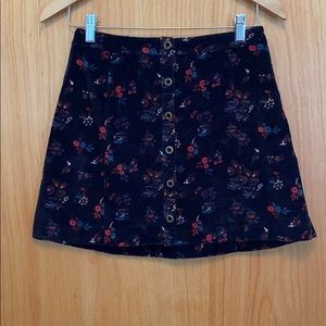 Floral button-front skirt